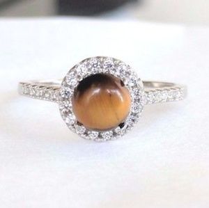 Solid 925 Silver Tiger Eye Ring